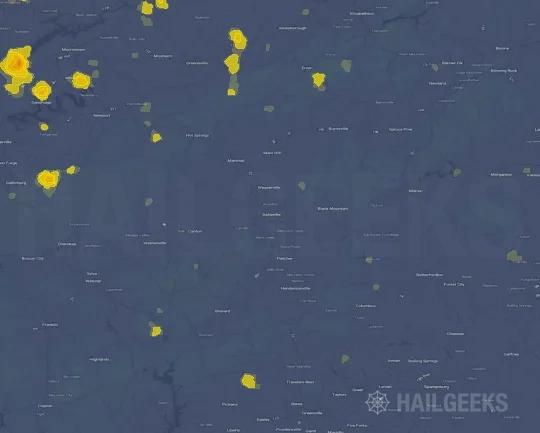 Hail map for Asheville, NC