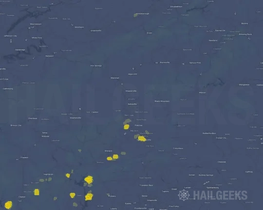 Hail map for Asheville, NC