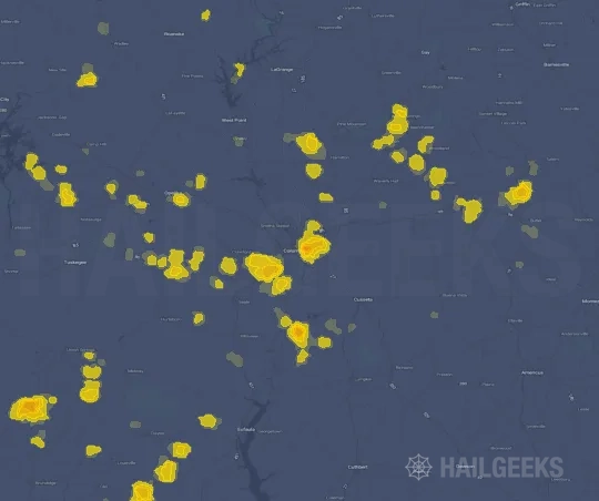 Hail map for Columbus, GA