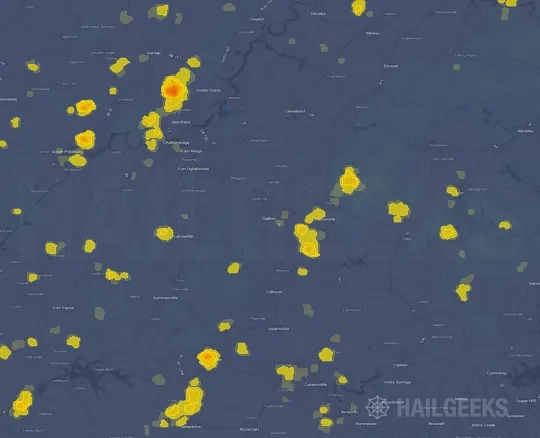 Hail map for Dalton, GA