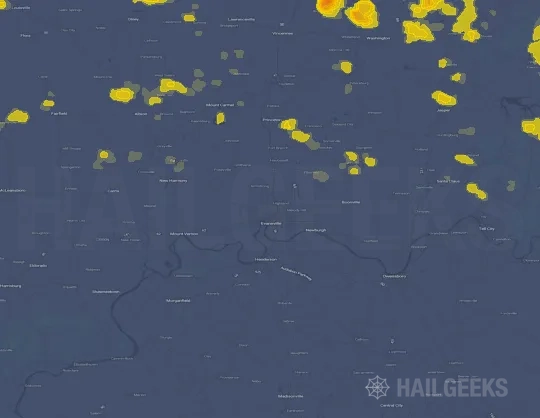 Hail map for Evansville, IN