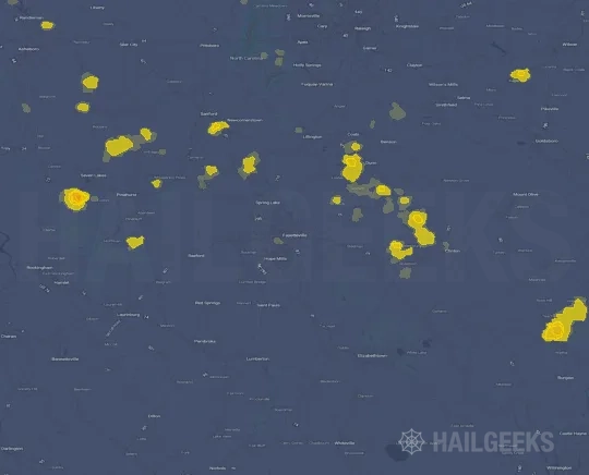 Hail map for Fayetteville, NC