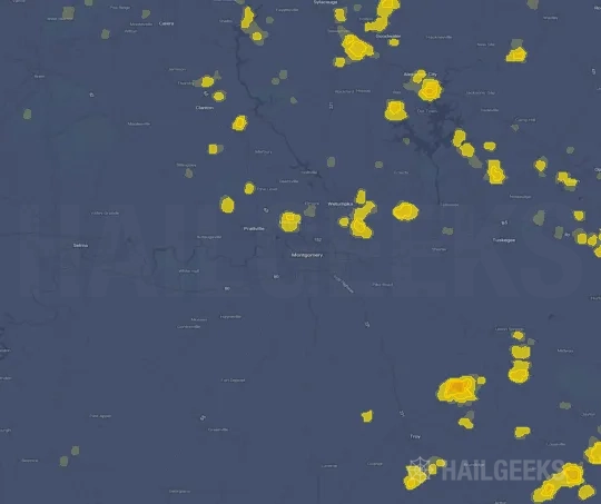 Hail map for Montgomery, AL