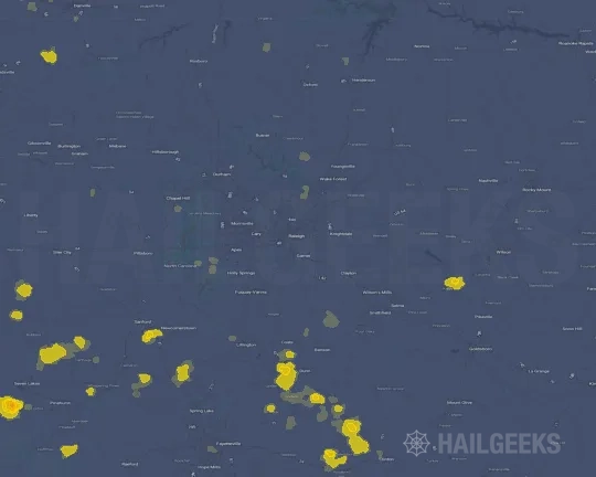 Hail map for Raleigh, NC