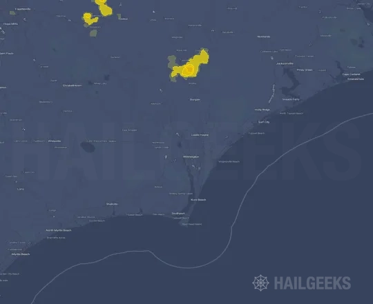 Hail map for Wilmington, NC