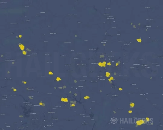 Hail map for Winston, NC