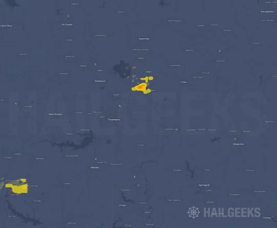 Hail map for Texarkana, AR