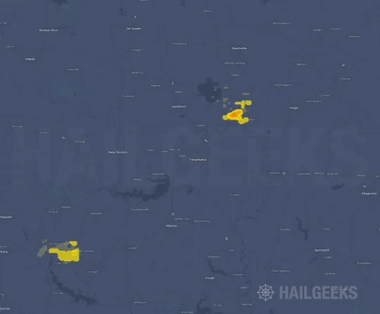 Hail map for Texarkana, TX
