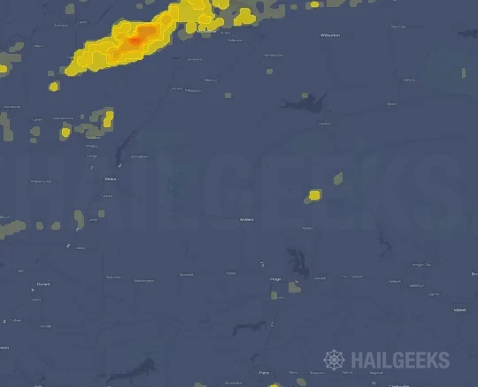 Hail map for Antlers, OK
