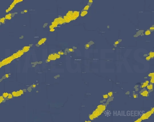 Hail map for Woodward, OK