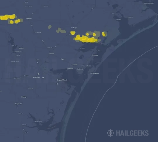Hail map for Corpus Christi, TX