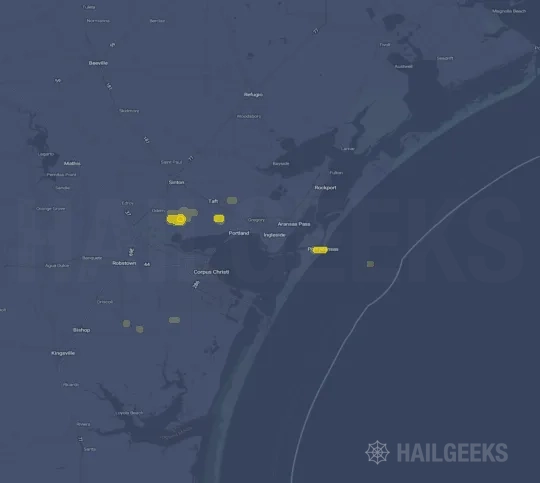 Hail map for Corpus Christi, TX
