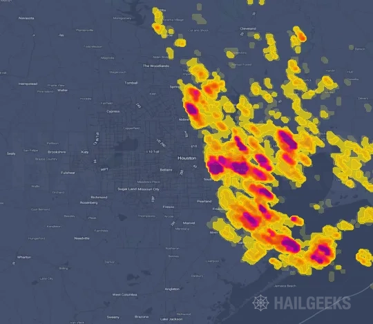 Hail map for Houston, TX