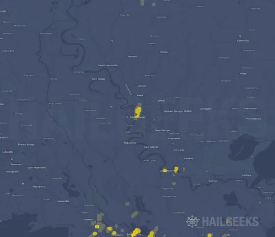 Hail map for Baton Rouge, LA