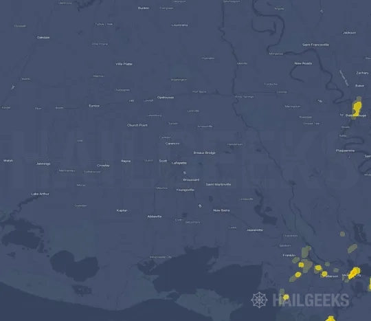 Hail map for Lafayette, LA