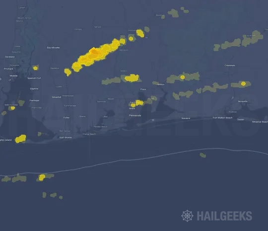 Hail map for Pensacola, FL