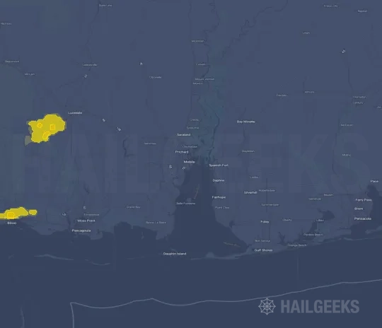 Hail map for Mobile, AL
