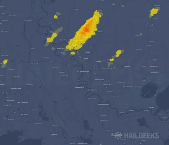 Hail map for Baton Rouge, LA