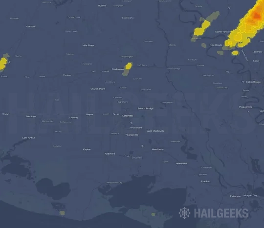 Hail map for Lafayette, LA