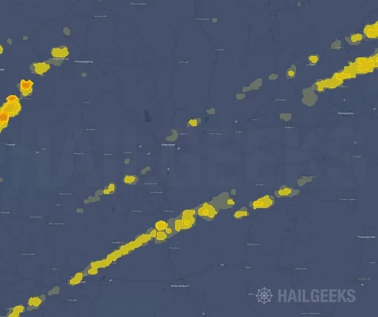 Hail map for Meridian, MS
