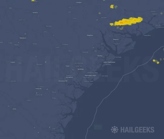 Hail map for Savannah, GA on Mar 31, 2021