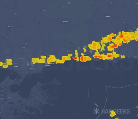 Hail map for Gulfport, MS