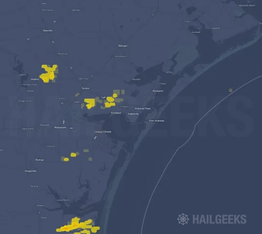 Hail map for Corpus Christi, TX