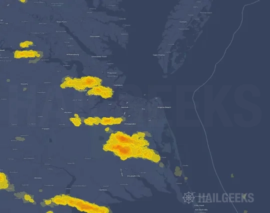 Hail map for Norfolk, VA