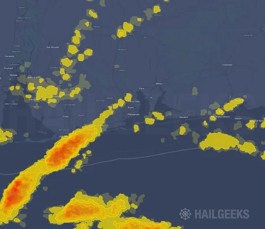 Hail map for Pensacola, FL