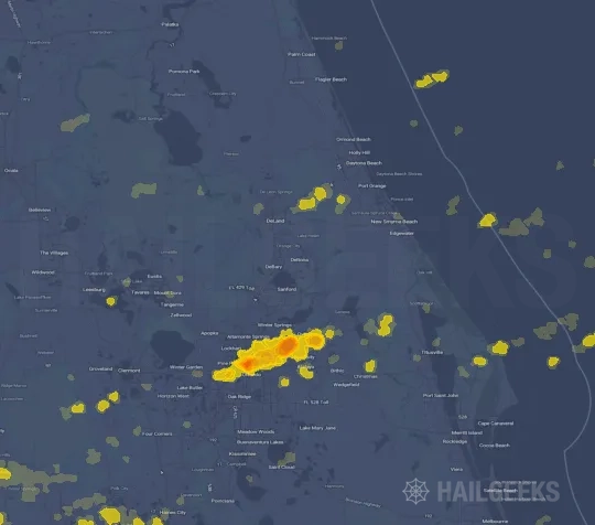 Hail map for Deltona, FL