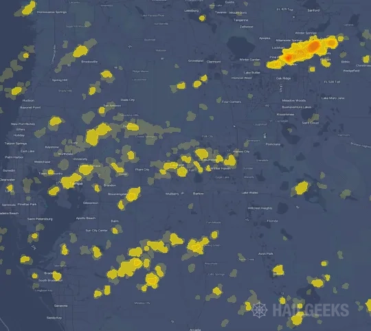 Hail map for Lakeland, FL