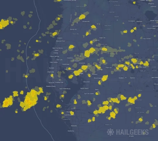 Hail map for Tampa, FL