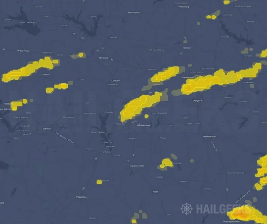Hail map for Tyler, TX