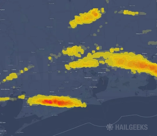 Hail map for Beaumont, TX