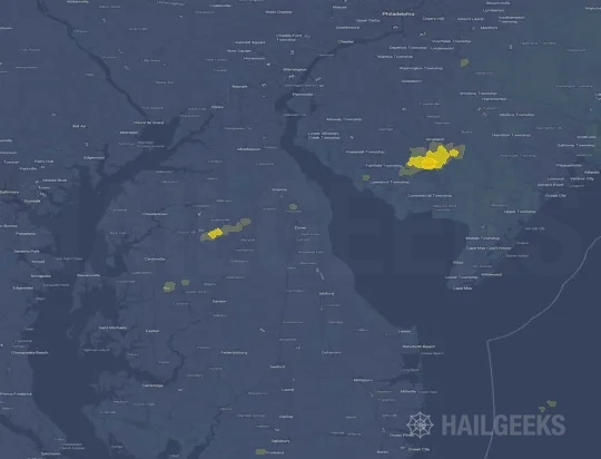 Hail map for Dover, DE