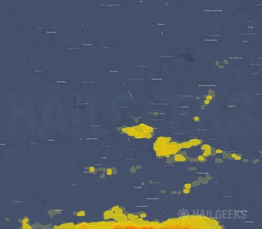 Hail map for San Antonio, TX