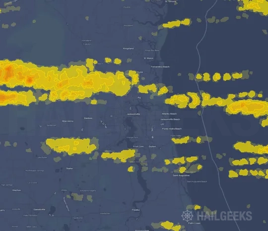 Hail map for Jacksonville, FL