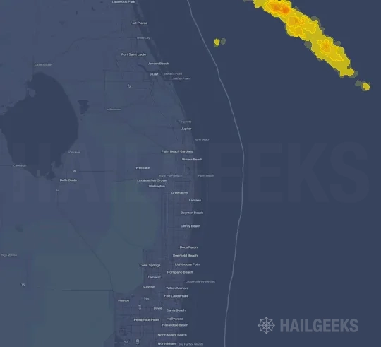 Hail map for West Palm Beach, FL