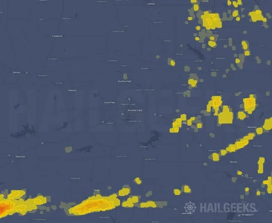 Hail map for Wichita Falls, TX