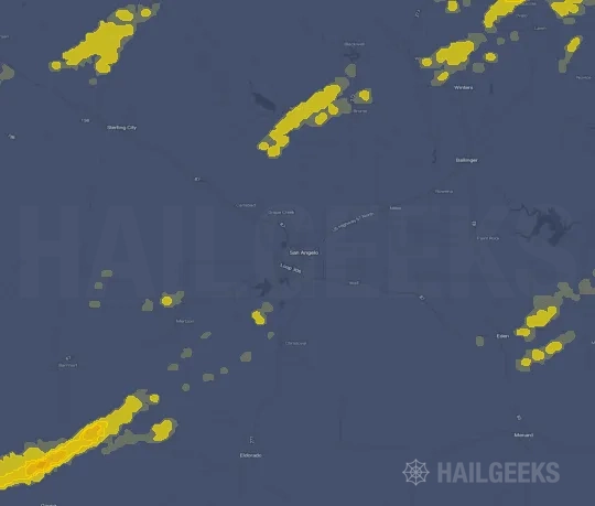 Hail map for San Angelo, TX