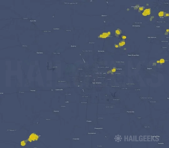 Hail map for San Antonio, TX