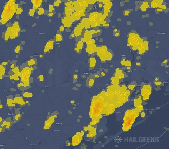 Hail map for Victoria, TX