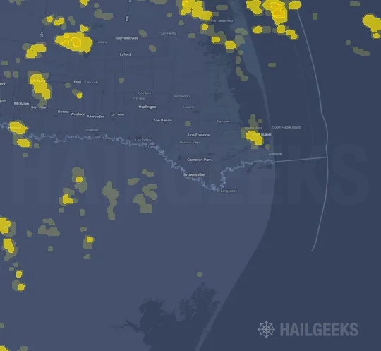 Hail map for Brownsville, TX