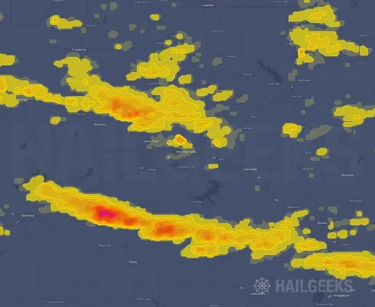 Hail map for Wichita Falls, TX