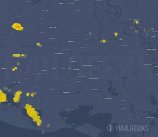 Hail map for Lafayette, LA