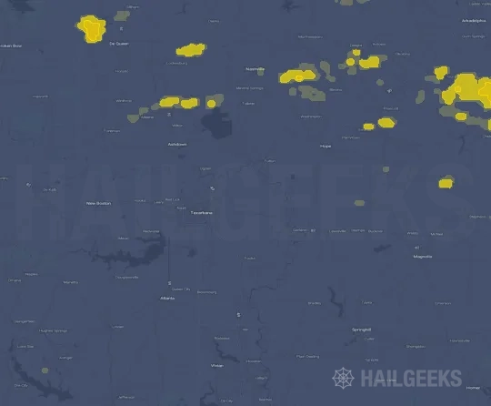 Hail map for Texarkana, AR