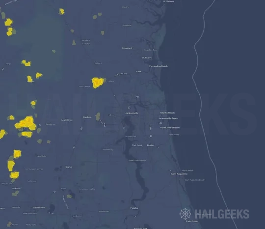Hail map for Jacksonville, FL
