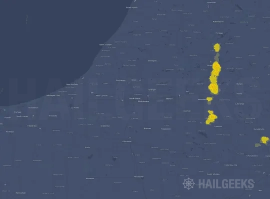 Hail map for South Bend, IN on Jun 11, 2021