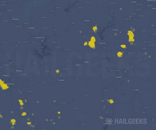 Hail map for Auburn, AL