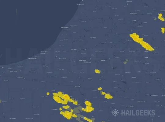 Hail map for South Bend, IN on Jun 12, 2021